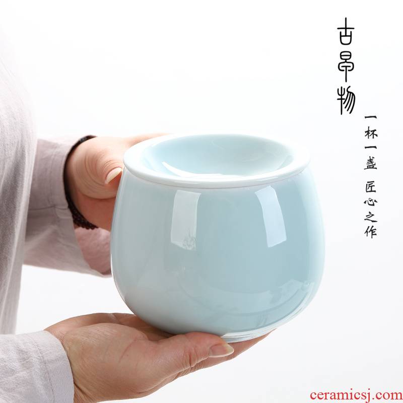 Tealeaf tea pot cylinder shadow green building water zen tea pot type washing water meng large cup of water to wash the ceramic XiCha wash with cover