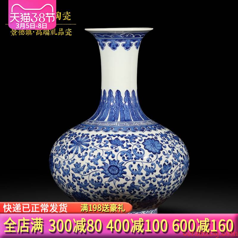 Jingdezhen ceramics hand - made archaize of blue and white porcelain vases, flower arrangement of new Chinese style living room TV ark, wine furnishing articles