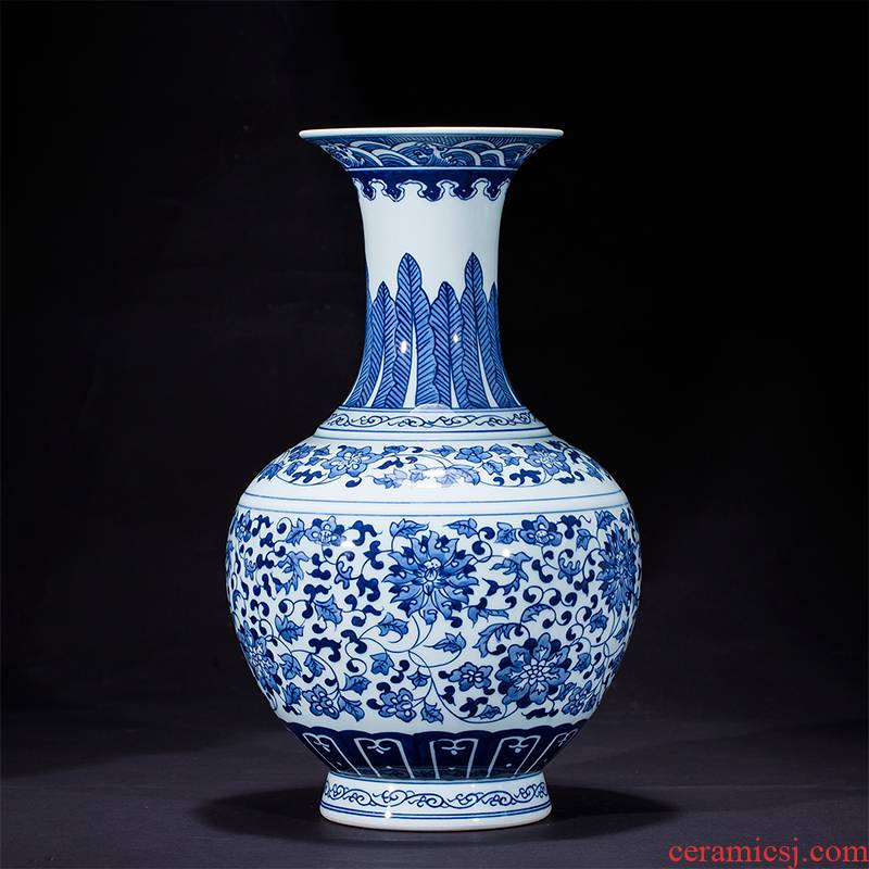 Blue and white porcelain of jingdezhen ceramics hand - made vases, flower arrangement home rich ancient frame sitting room adornment handicraft furnishing articles