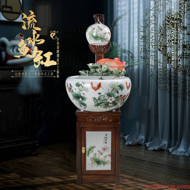 Jingdezhen ceramic sitting room place heavy tank circulation water filter to raise a goldfish bowl goldfish bowl lotus