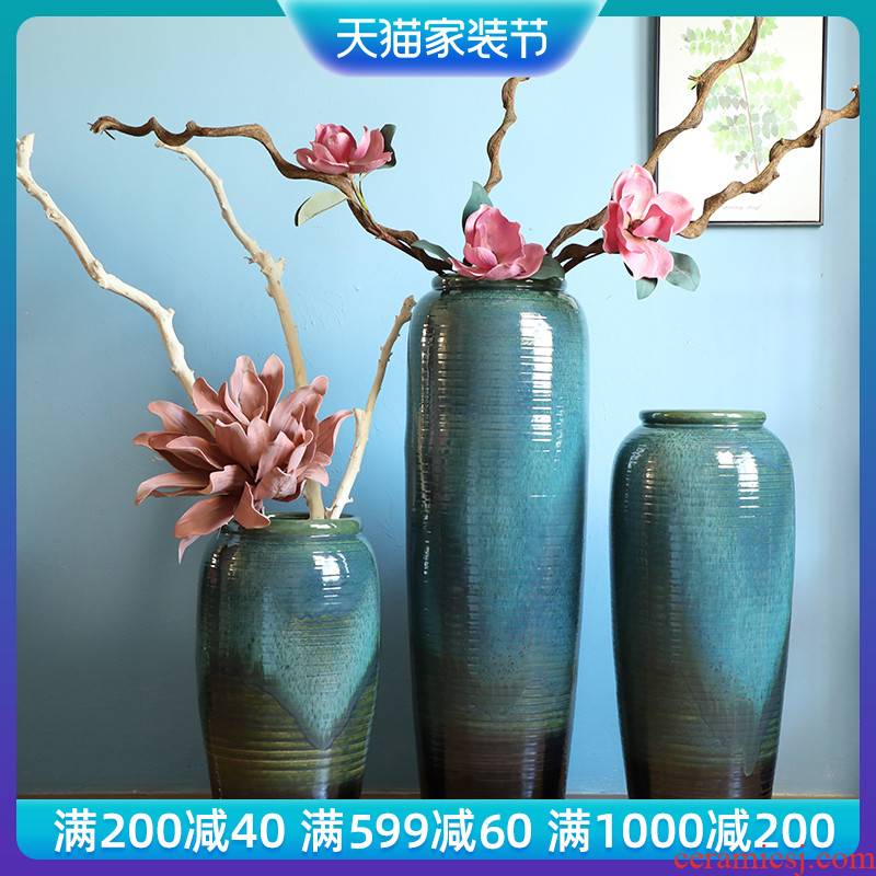 Jingdezhen porcelain ceramic vase contracted and I sitting room, dining - room of Europe type TV ark, large - sized ground flower arranging furnishing articles