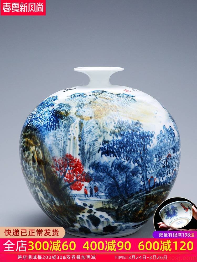 Jingdezhen porcelain vases, pottery and porcelain large hand - made flower arranging new Chinese style living room TV ark, home furnishing articles