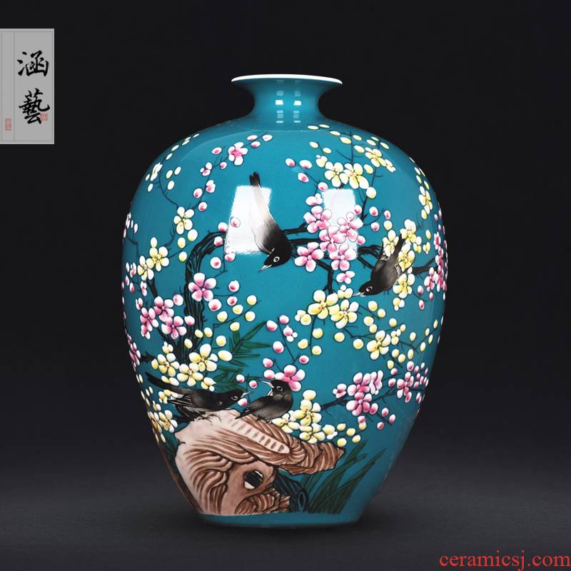 Jingdezhen ceramics hand - made pastel xi mei tip on pomegranate flower arranging bottles of sitting room household adornment handicraft furnishing articles