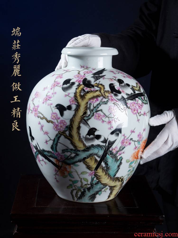 Jia lage jingdezhen furnishing articles YangShiQi hand - made porcelain and pastel pay-per-tweet make MeiWen bottle ceramic vase