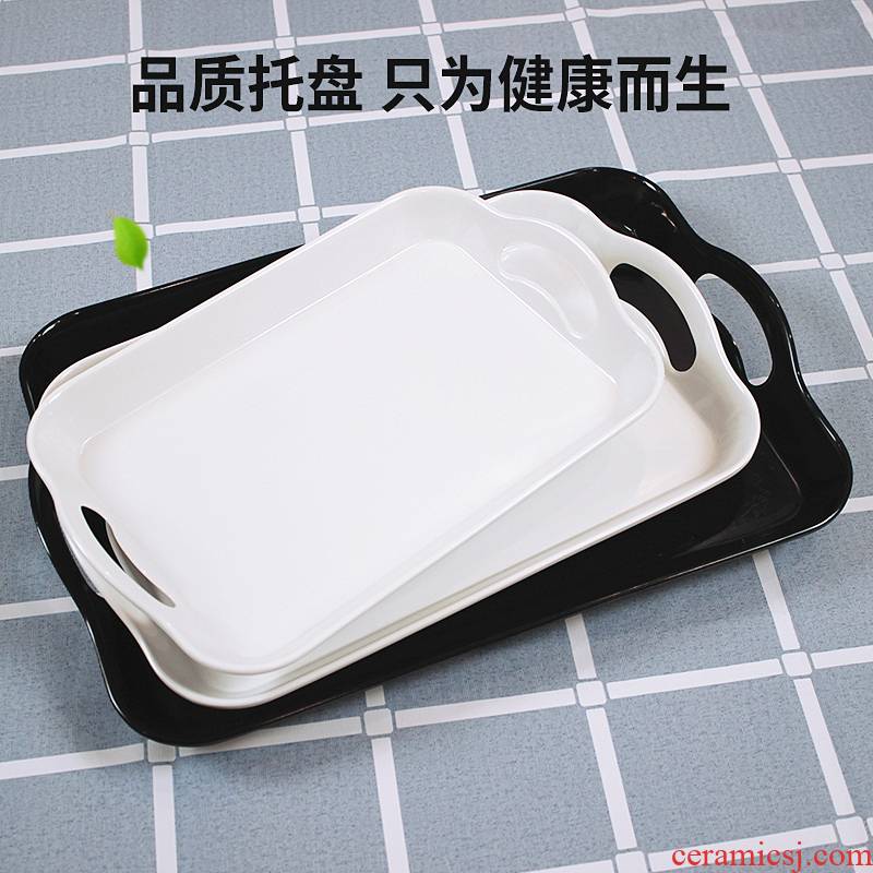Tray was white black tea Tray was the home of bread cake pan fangci melamine plastic rectangular hotel glass