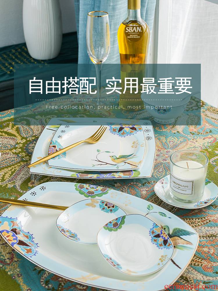 Bulk dishes suit dinner set to use household jingdezhen porcelain ipads porcelain plate European simple dishes
