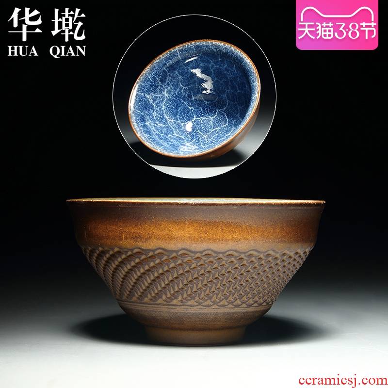 China ceramic up Qian tea cup jump cut by hand a cup of water glass antique wood up creative masters cup single CPU