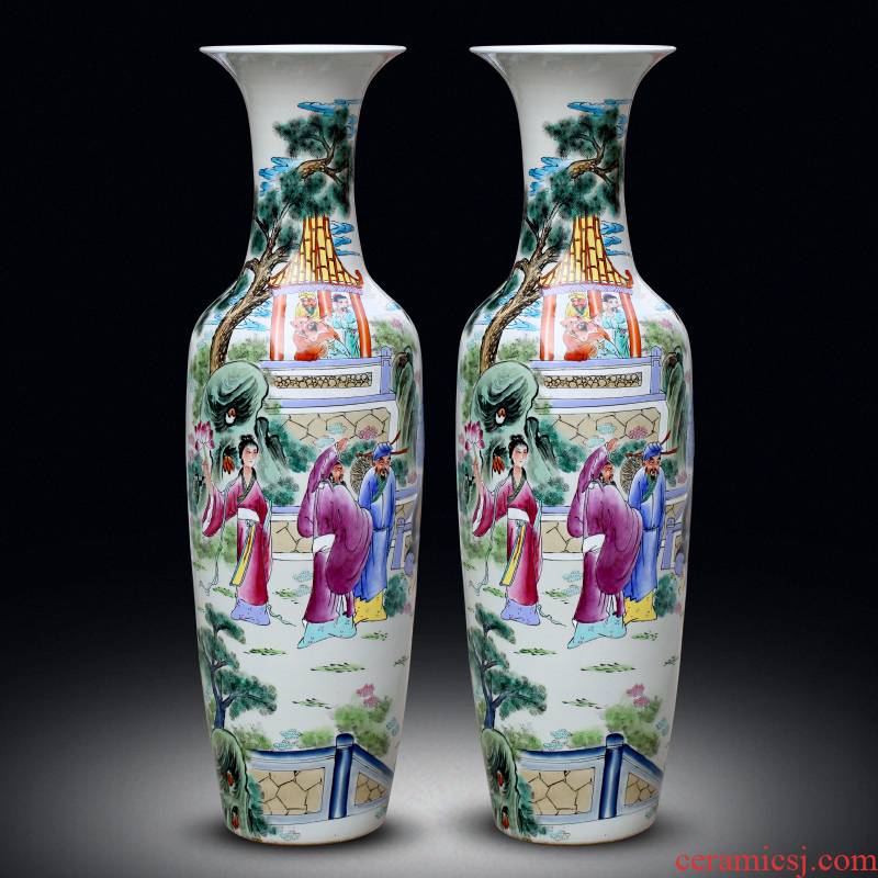 Jingdezhen ceramics hand - made pastel the eight immortals at large figure sitting room of large vases, the hotel Chinese style household furnishing articles