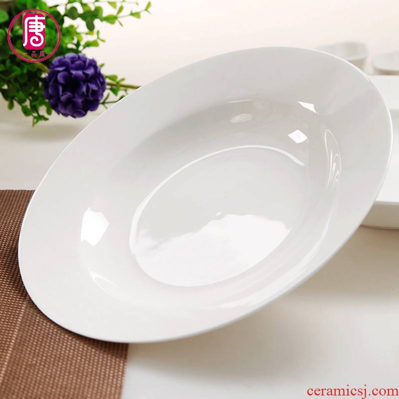 Yipin tangshan tang 8 "pure white ipads China tableware dish soup plate 9 inches deep dish dish dish plate ceramic plate