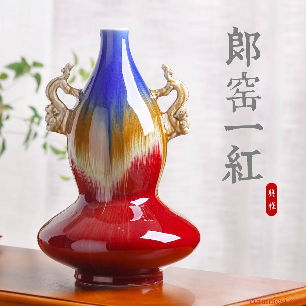 Jingdezhen ceramic vase furnishing articles ruby red archaize sitting room of Chinese style porch sitting room TV cabinet decoration large vases