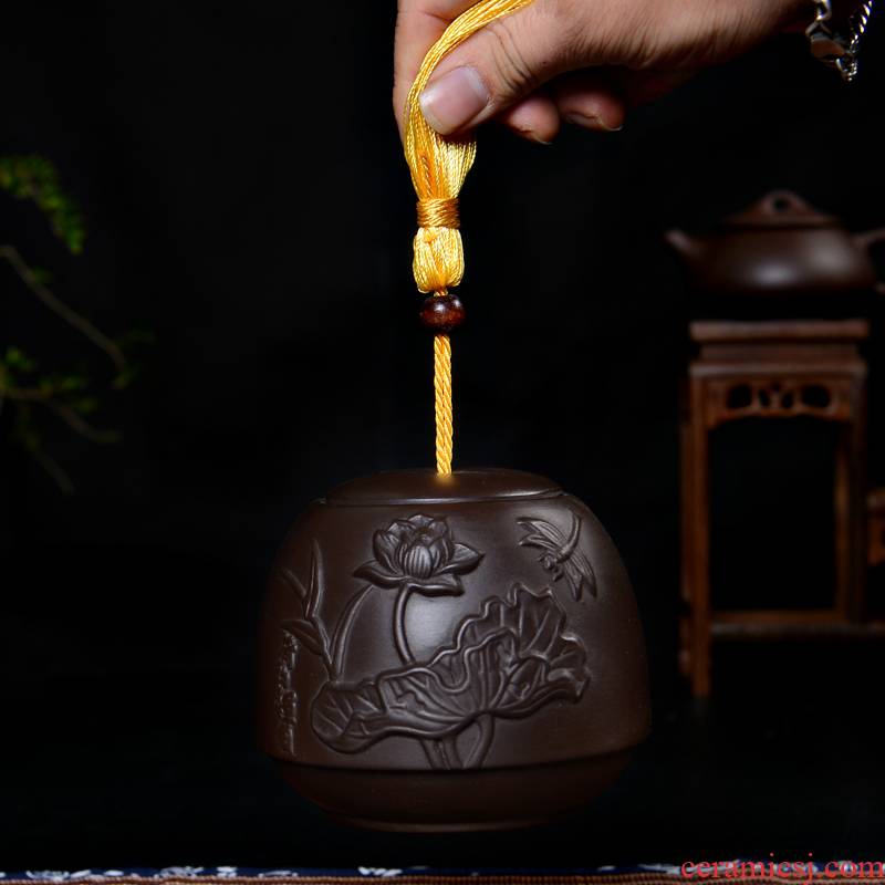 Ronkin violet arenaceous caddy fixings ceramics seal pot small pack puer tea POTS general portable mini POTS