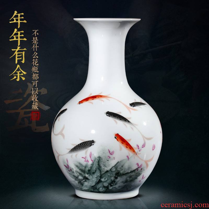 Jingdezhen ceramic vase furnishing articles sitting room flower arranging hand - made famille rose year by year than Chinese porcelain home decoration