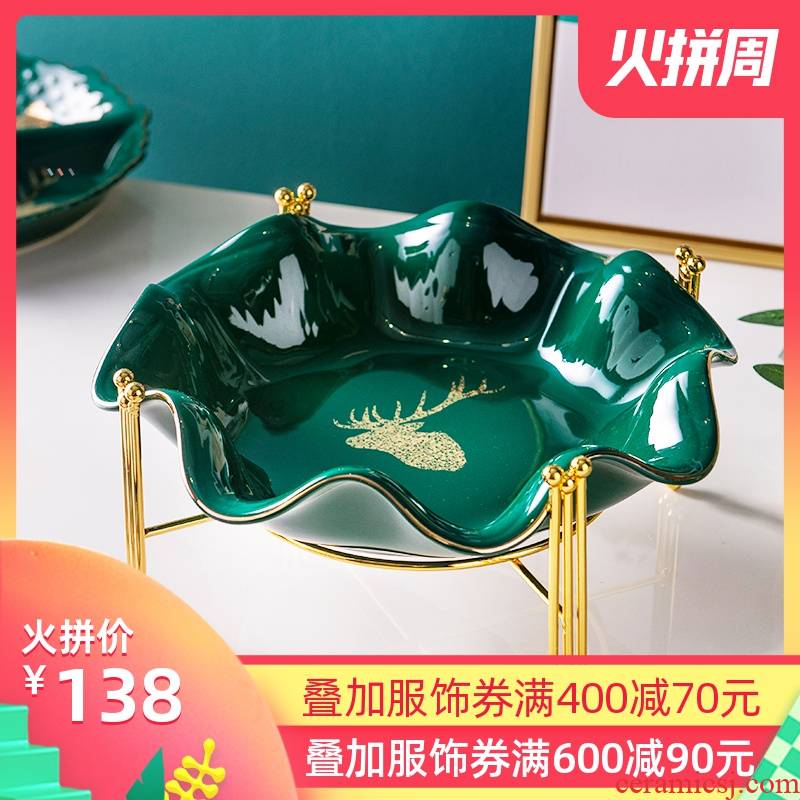 Light European - style key-2 luxury furnishing articles of household ceramic fruit bowl of high - grade tea table snack plate creative candy receive plate dry fruit tray