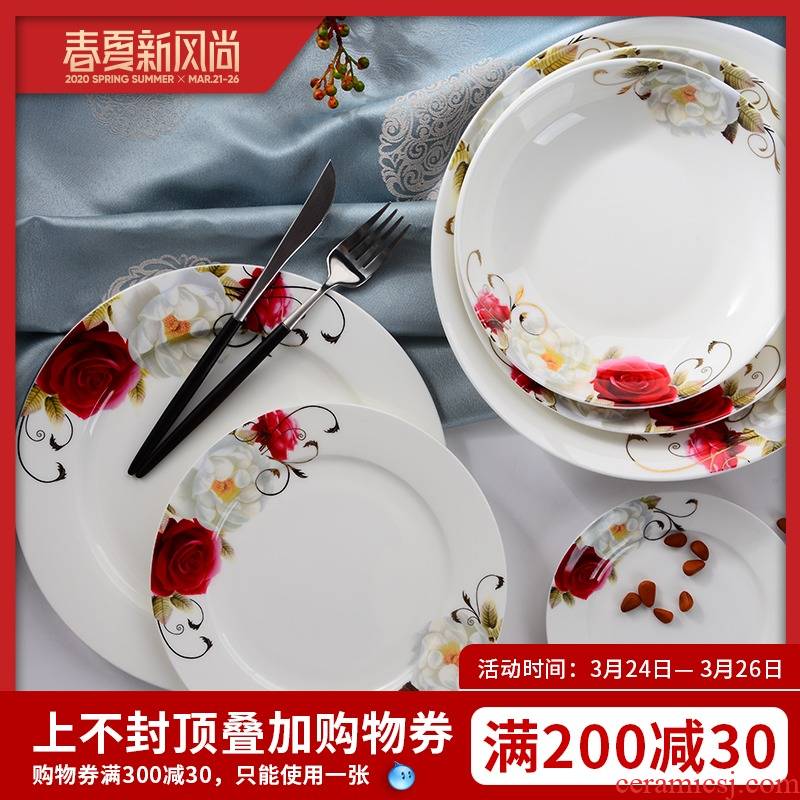 Dao yuen court dream ipads bowls disc suit household of Chinese style bowl dish bowl bowl dish combination tableware ceramic bowl such as always