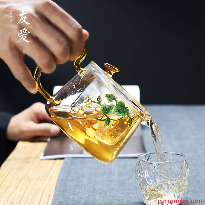 Love glass teapot cloisonne tea set more heat resistant high temperature electric TaoLu boiled tea, domestic large filtration pot