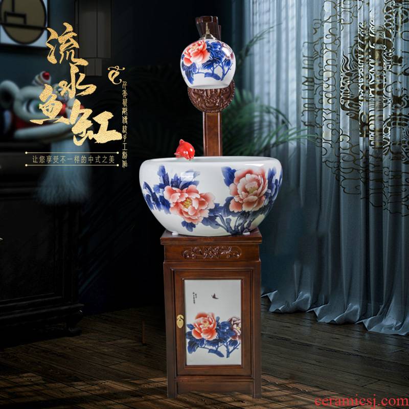 Jingdezhen ceramic decorative furnishing articles aquarium water fountain version into gift sitting room spray filter the goldfish bowl