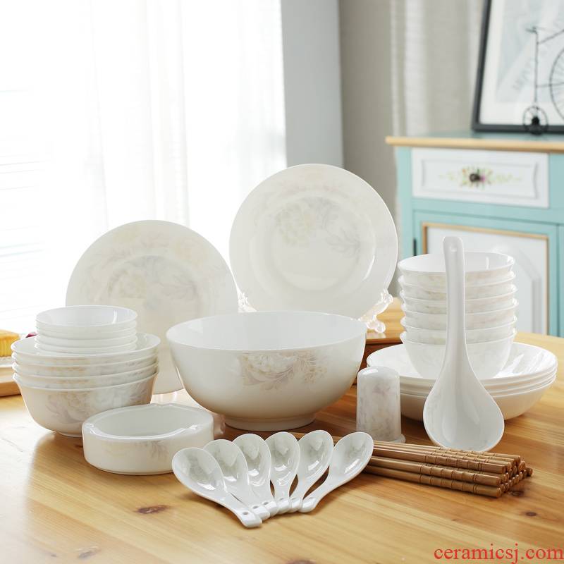 Jingdezhen fine ipads China tableware 32 head contracted household to household tall bowl prevent hot ceramic gift set
