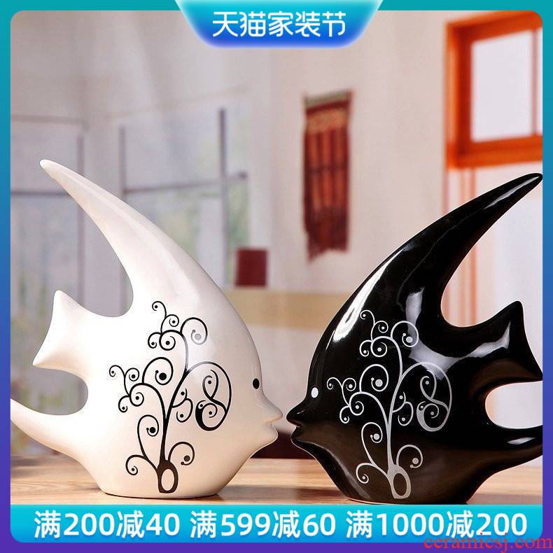 Lovers swallow fish household adornment fashion ceramic crafts furnishings move furnishing articles