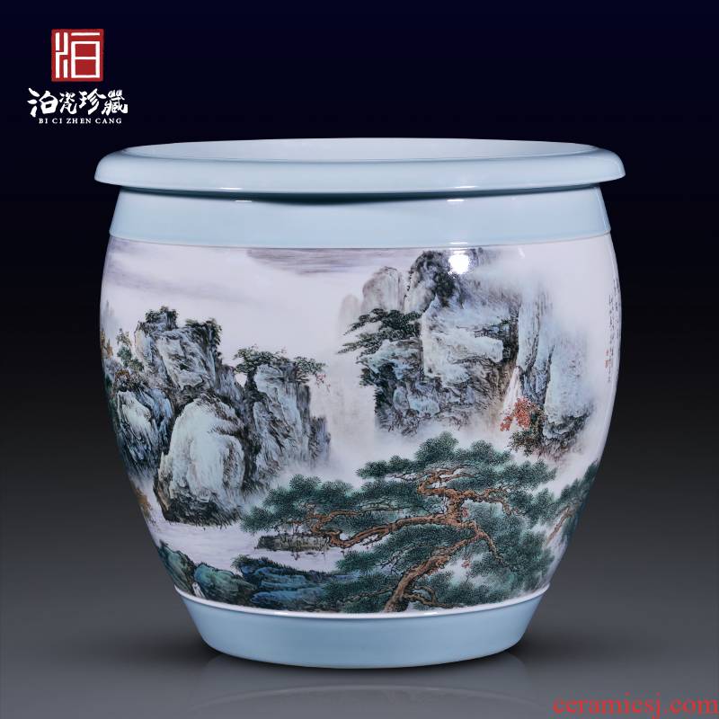 Jingdezhen ceramic all hand - made chibi to meditate on the new Chinese style household geomantic VAT decoration collection calligraphy and painting cylinder furnishing articles