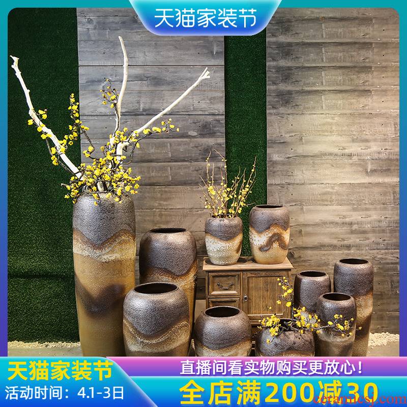 Jingdezhen ceramic coarse pottery dated flower implement mercifully glaze craft flower decoration to the hotel villa floor vase