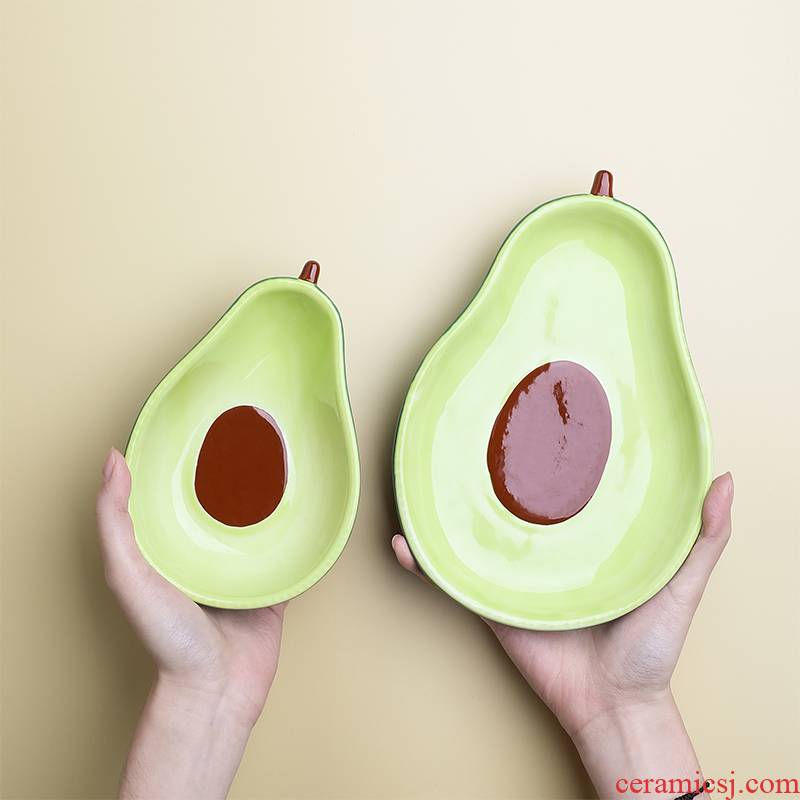 Ins and lovely but avocado ceramic disc household fruit salad of dish of all the creative special - shaped plate small dishes