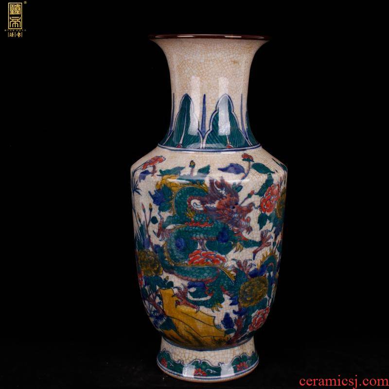 Jingdezhen imitation the qing qianlong year start hand - made dragon vase antique reproduction antique old folk collection furnishing articles