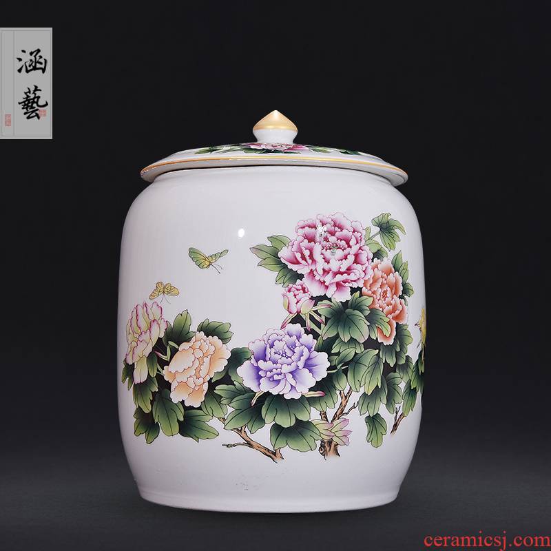 Jingdezhen ceramic famille rose very beautiful caddy fixings sitting room porch Chinese style household adornment furnishing articles craft gift