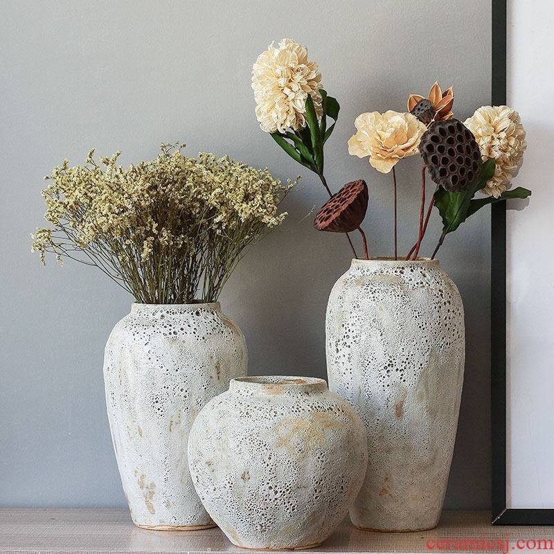 I and contracted dry flower ceramic flower vases ins furnishing articles to restore ancient ways small pure and fresh and decorative white thick clay POTS
