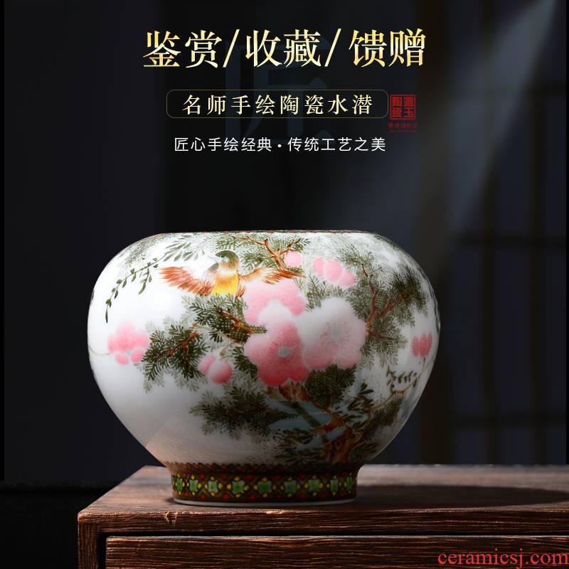 Jingdezhen ceramic vases, sitting room hand shallow archaize ceramic office furnishing articles furnishing articles four treasures of calligraphy