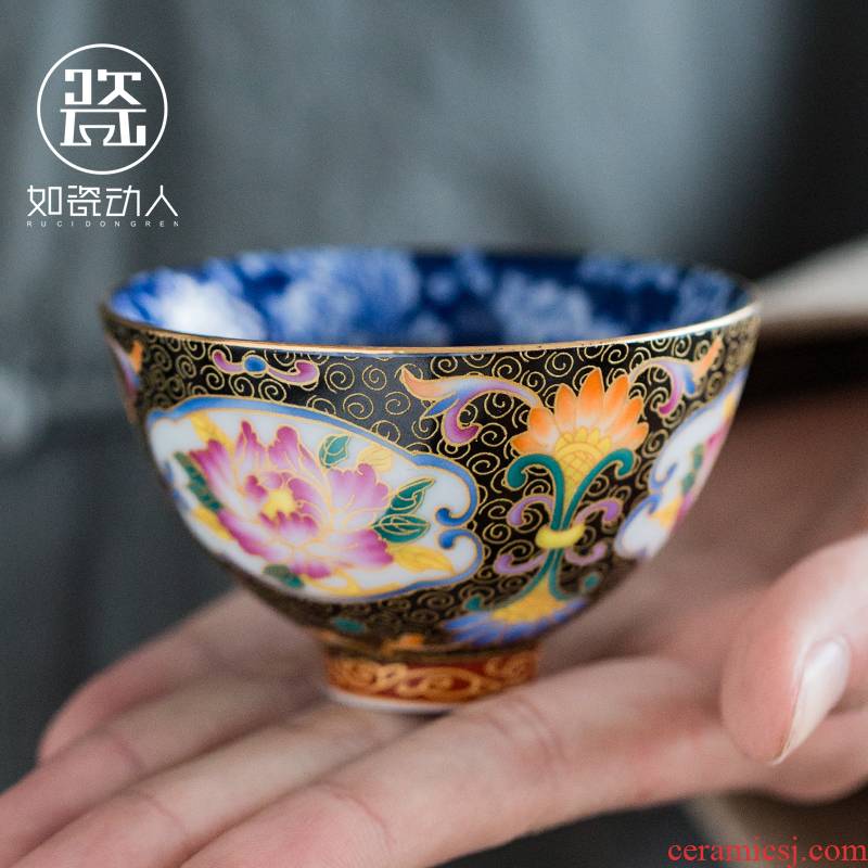 To the as porcelain and moving colored enamel porcelain cups sample tea cup kung fu tea set of blue and white porcelain household master cup single CPU restoring ancient ways