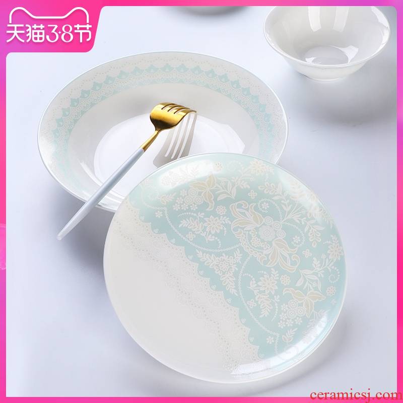 Ipads China tableware creative European lace domestic high - grade wedding gifts dish bowl disk bowl bowl bowl of soup bowl