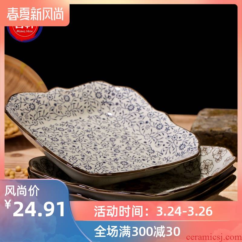 Japanese creative ceramic plate missing Angle square plate flavor dish snack plate of fruit plate cold dish