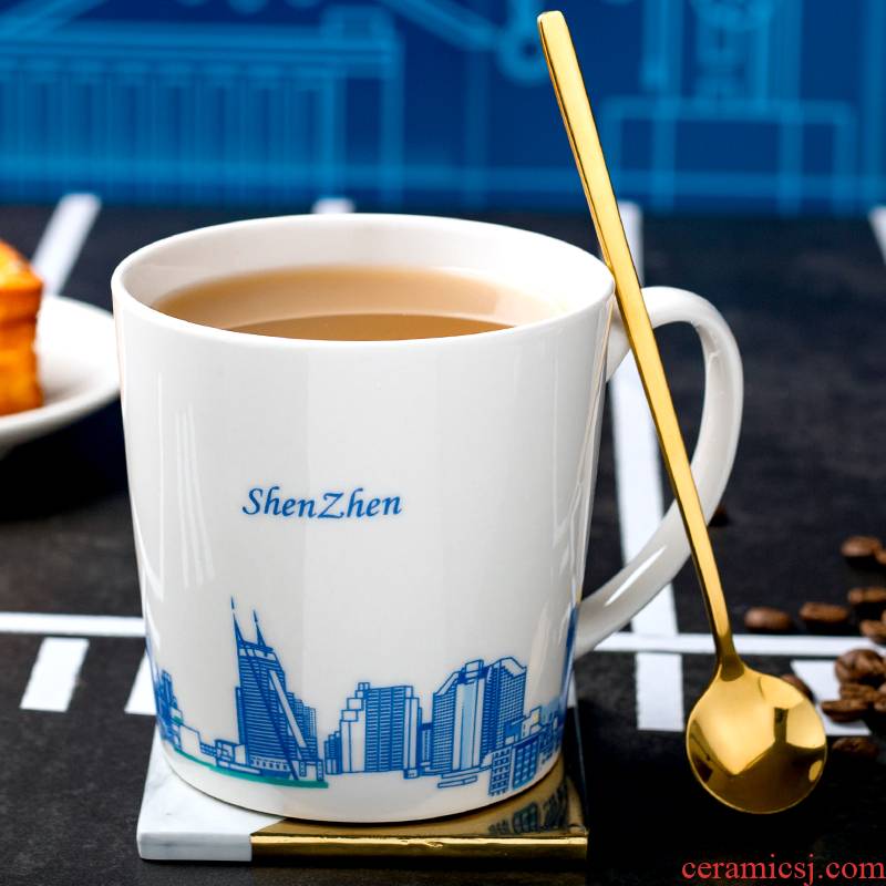 Nordic city ceramic cup move creative trend male and female students of high - capacity mark cup coffee cup