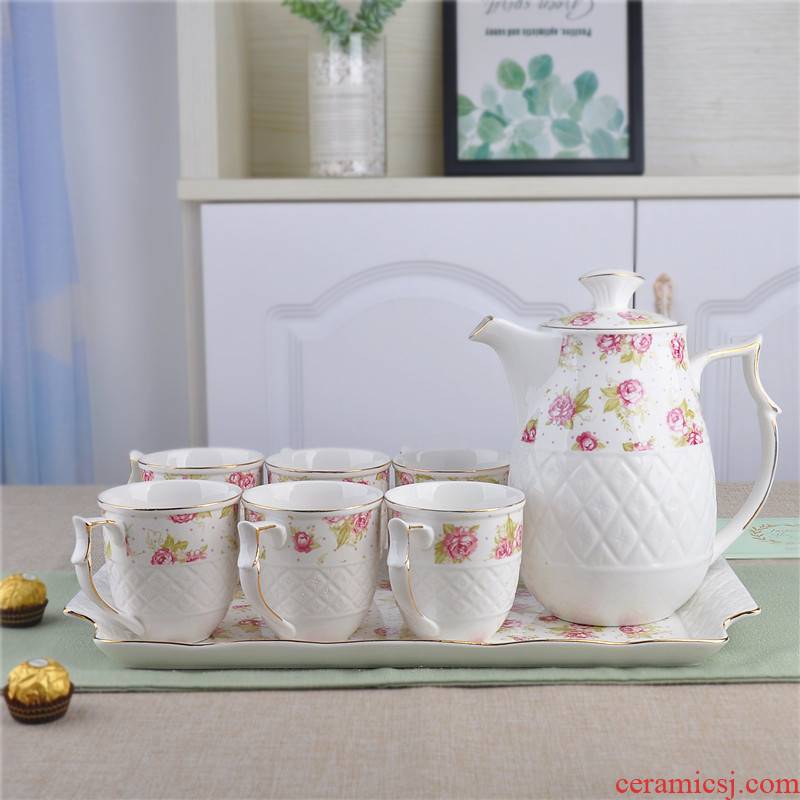 Jingdezhen ceramic tea set porcelain teacup glass teapot tea tray with tray was suit household gifts kettle