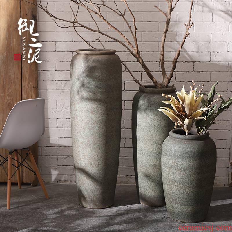 Jingdezhen ceramic large ancient vase hotel flower arranging furnishing articles I and contracted sitting room ground clay pot