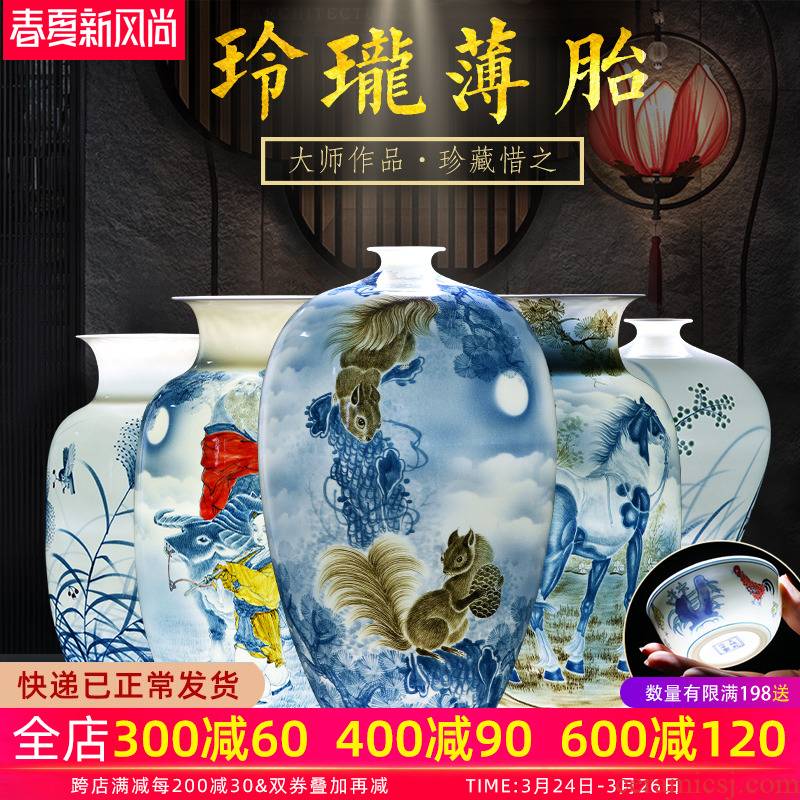 Jingdezhen ceramics furnishing articles manual hand - made under glaze color porcelain vase son thin foetus modern Chinese style household act the role ofing is tasted