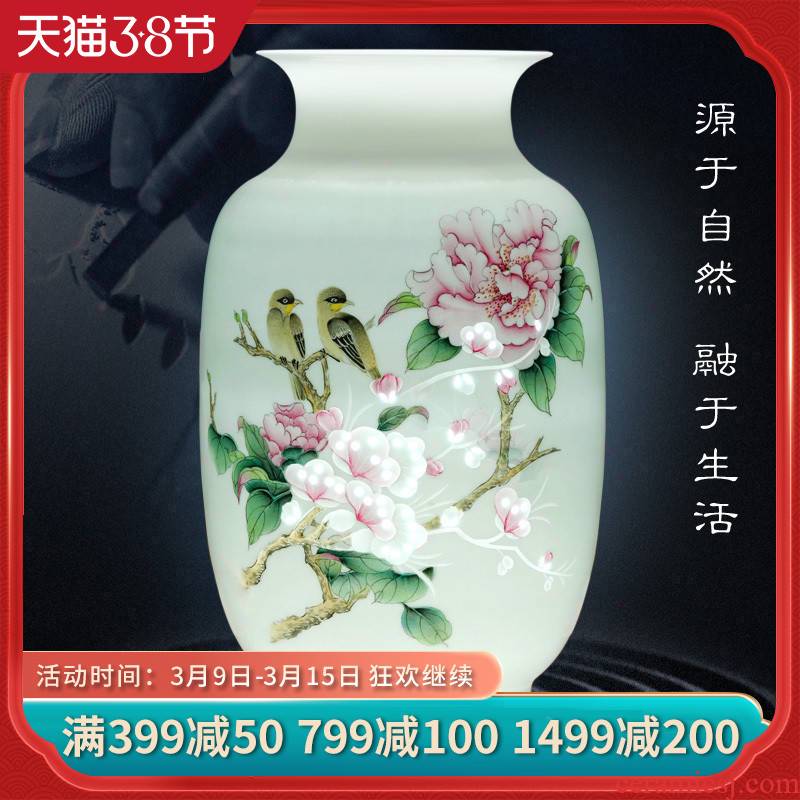Jingdezhen ceramics flower arranging furnishing articles hand - made blooming flowers, vases, Chinese style household decorations TV ark, furnishing articles