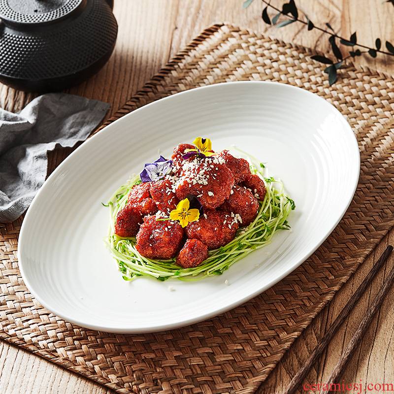 12 "Nordic ceramic oval plate household creative nice steamed fish dish dish dish dish restaurant hotel tableware