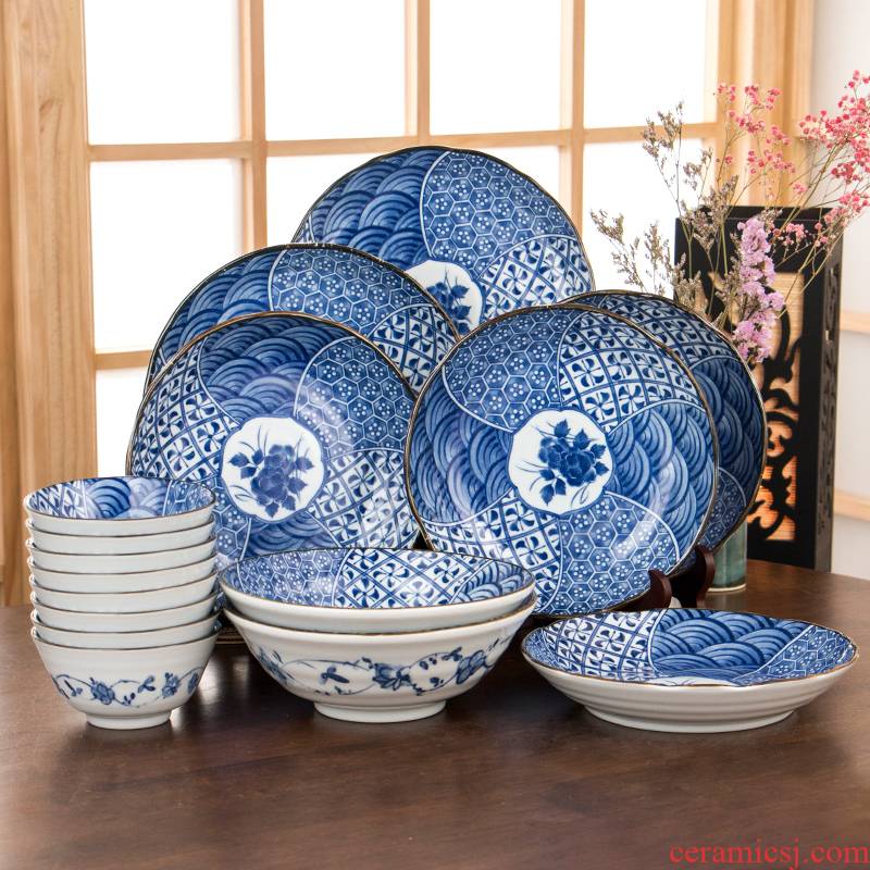Meinung'm blue and white porcelain bowl suit household contracted move imported from Japan Japanese dishes composite plate