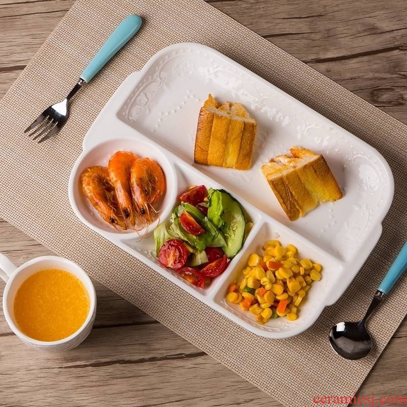 Creative ceramic Japanese means snack plate household one adult food tableware children rectangle separated dinner plates