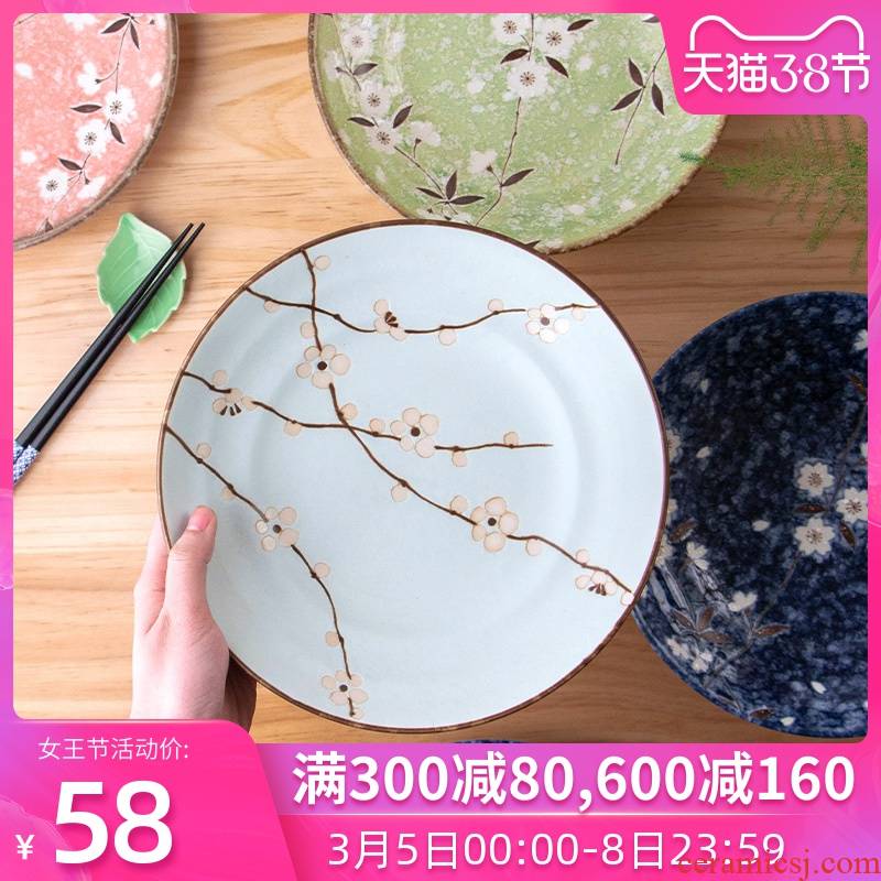 Meinung imported from Japan cherry blossom put disc'm Japanese household creative 0 and the large round ceramic deep dish