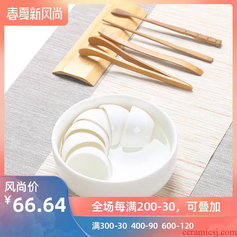 Poly real (sheng dehua white porcelain tea wash your writing brush washer from large - sized ceramic bowl with a cup of jade porcelain kung fu tea accessories washing water jar