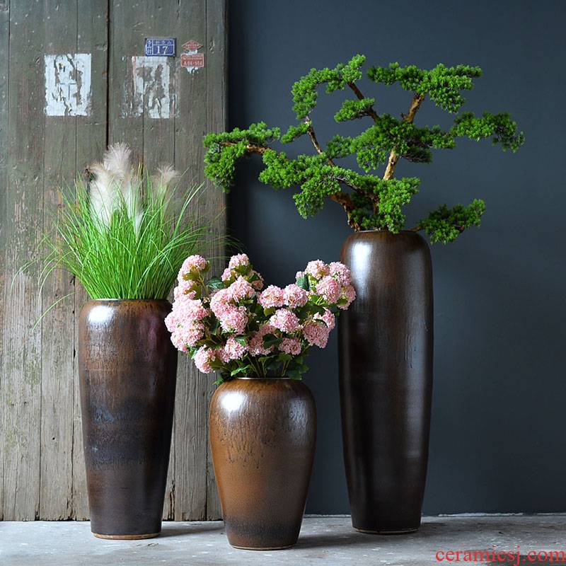 Jingdezhen ceramic vase of large sitting room flower arranging furnishing articles Nordic retro nostalgia contracted flowerpot time of your life