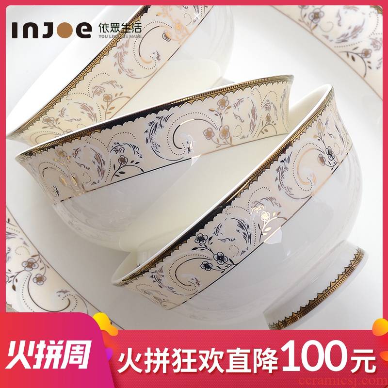 "According to the tangshan high - grade ipads China tableware suit Chinese dishes dishes suit household combined European ceramics