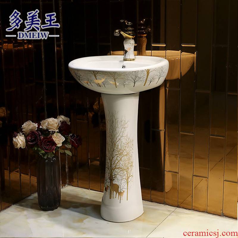 European pillar basin ceramic sanitary ware lavatory washbasins home floor balcony of small family toilet stage basin