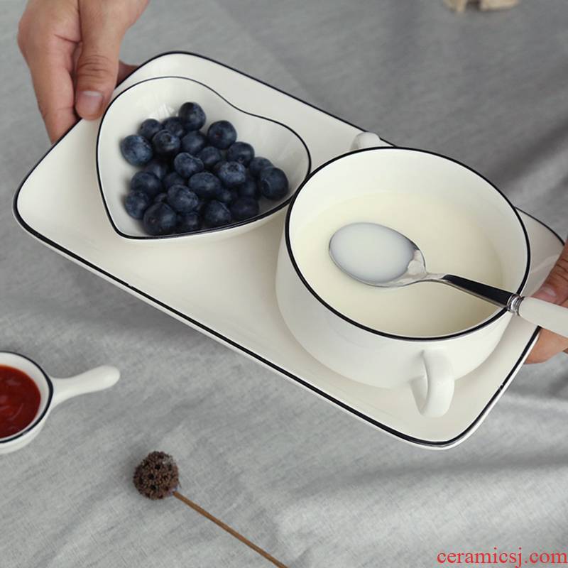 White ceramic frame plates creative one eat breakfast tray was home west pot dish plate of western dishes suit