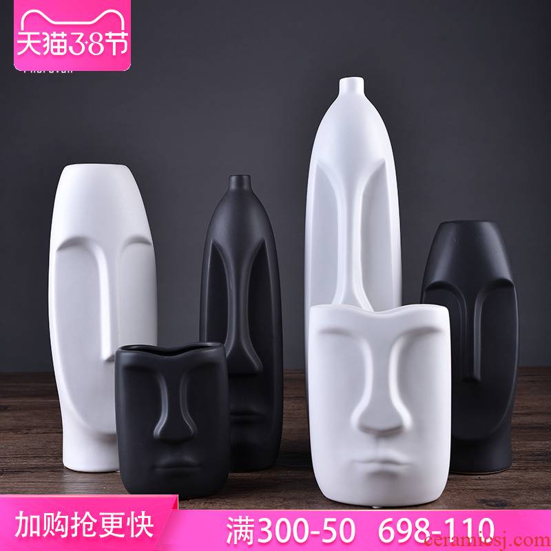 Boreal Europe style of modern creative home decoration ceramic face the vase flower arranging handicraft decoration furnishing articles to the living room
