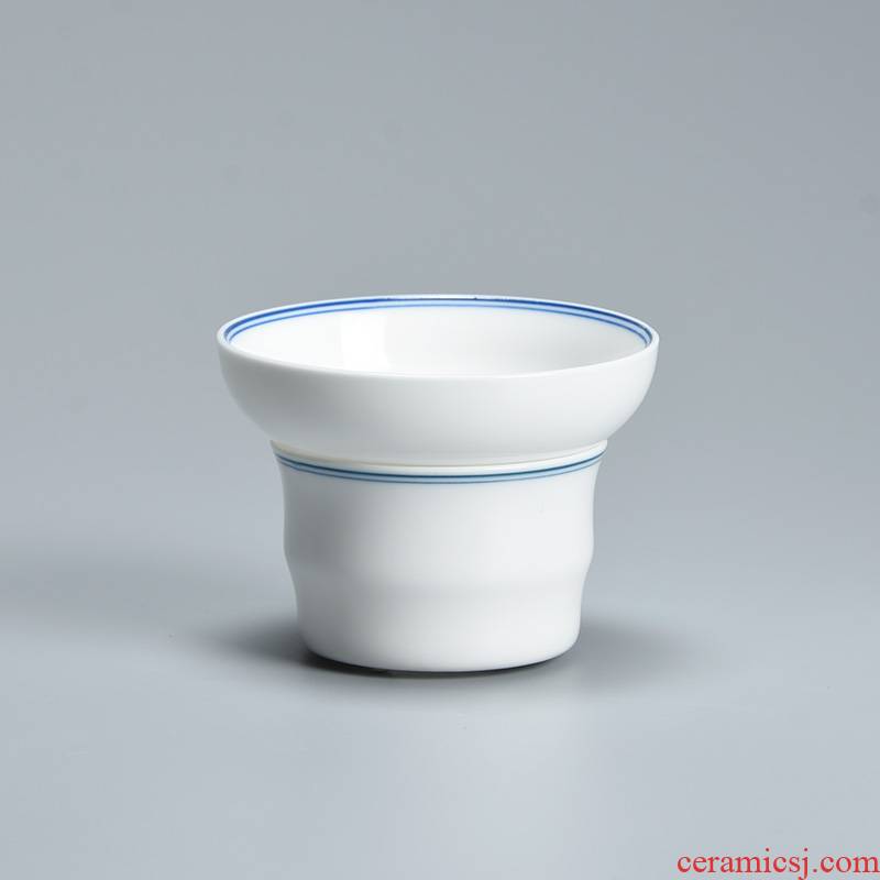 Blue and white tea filter double xuan wen jun ware ceramic) tea strainer white porcelain kung fu tea accessories tea strainer