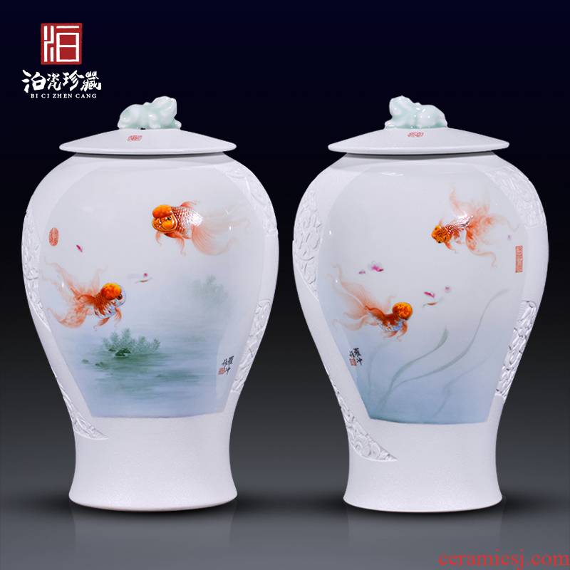Jingdezhen ceramic hand - made goldfish for bottle decoration of new Chinese style household decorates sitting room study collect flower arranging furnishing articles