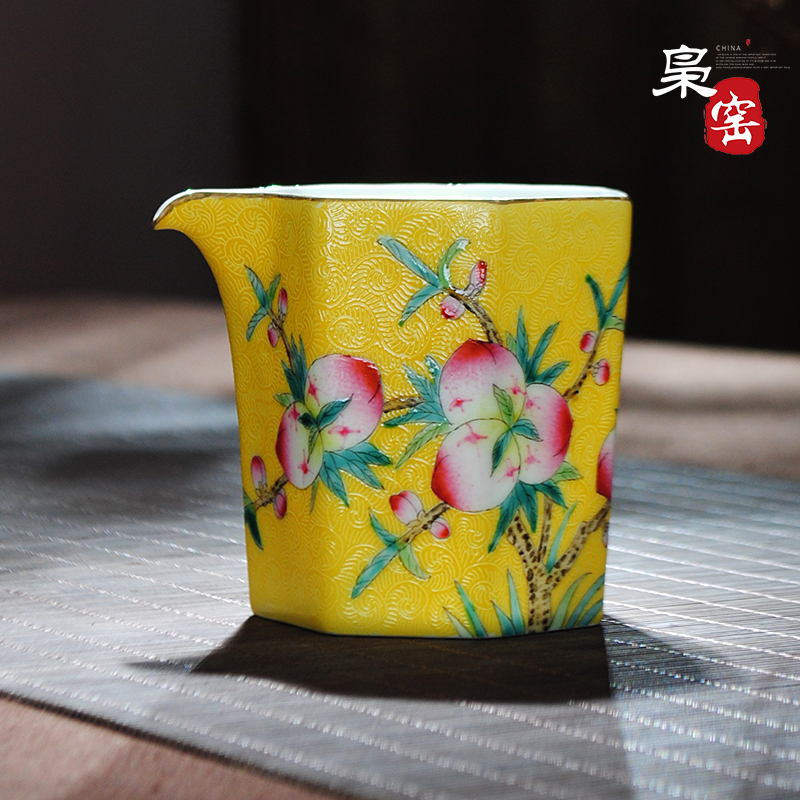 Jingdezhen ceramic kung fu tea set with parts hand - made steak flower fair keller pastel manual points tea, peach